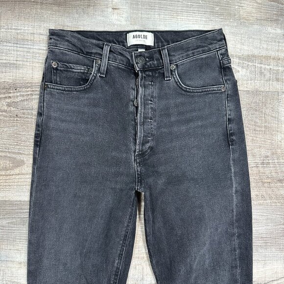 Agolde Black Nico High Rise Button Fly Medium Wash Ankle Slim Jeans Women's 25 - Picture 3 of 9